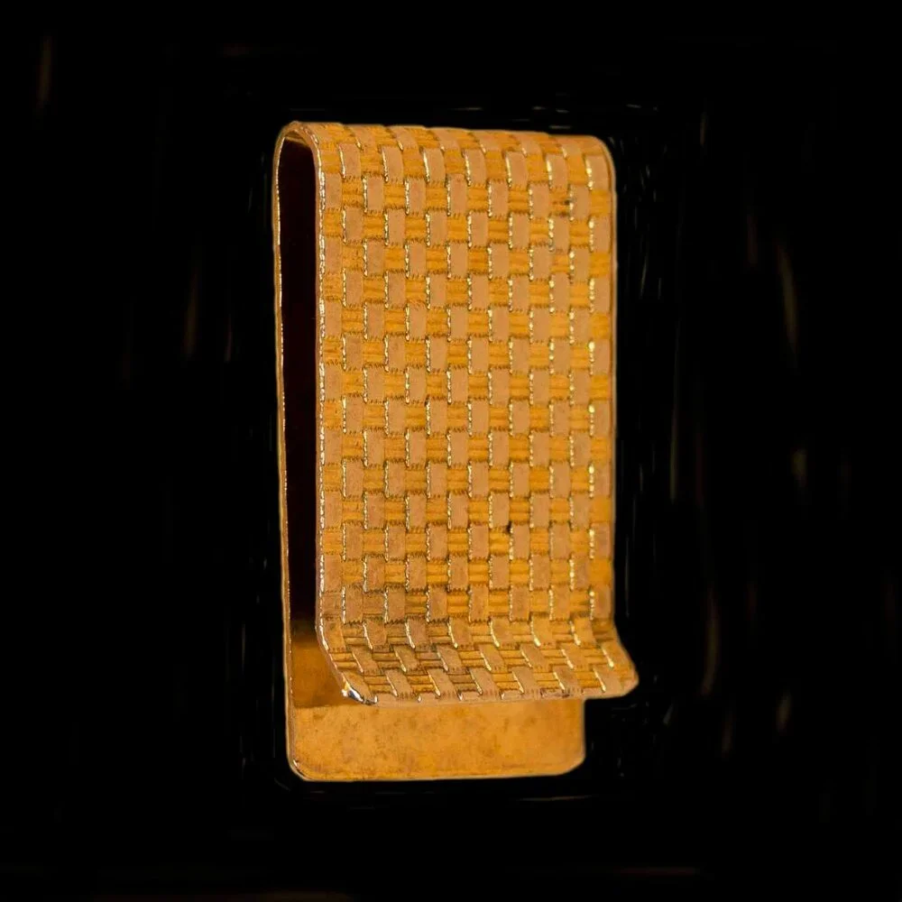 GOLD TONE BASKET WEAVE MONEY CLIP - M$TDK1